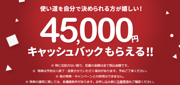 【過去最高額】NURO光 45,000円キャッシュバック