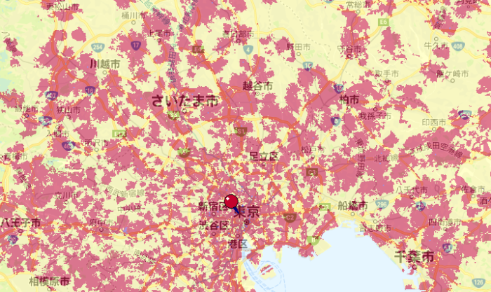 ドコモの5Gエリアマップ